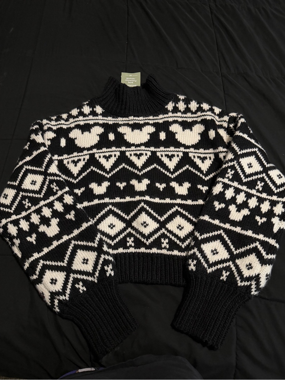 H&M Black and White Fair Isle Knit Sweater